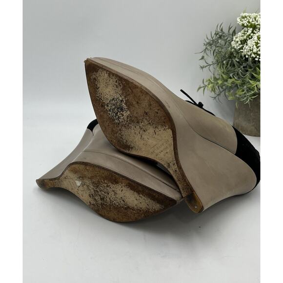 Reed Krakoff Black Suede & Grey Taupe Leather Zipper Wedge Boots Shoes 39/8.5 - Picture 4 of 16